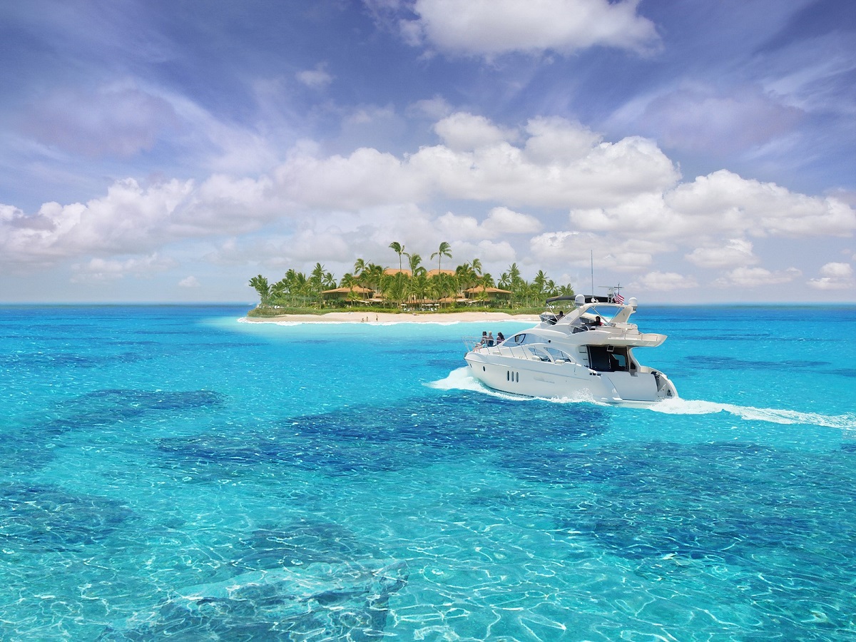 Caribbean Bahamas paradise with yacht
